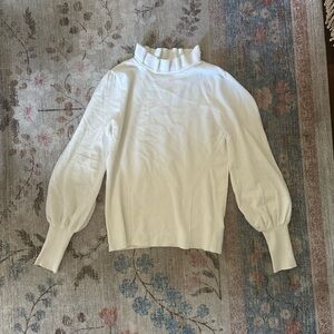 Gal Meets Glam XS Balloon Sleeve High Neck Ruffle Sweater